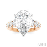 1 1/4 Ctw Pers Shape Oval and Round Cut Diamond Semi-Mount Engagement Ring in 14K Rose and White Gold